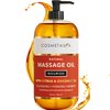 Natural Nourishing Citrus & Coconut Massage Oil- Smooth Glide, Non Greasy Therapeutic Massage Oils with Rejuvenating, Hydrating & Aromatic Essential Oils for Dry Skin, Soothes Muscle & Joints 8.8 oz