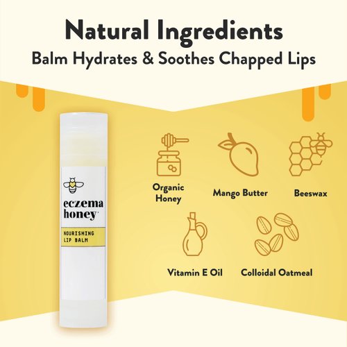 ECZEMA HONEY Nourishing Lip Balm - Organic Chapstick for Sensitive Skin - Daily Lip Moisturizer for Very Dry Lips - Mango Butter & Honey Lip Balm - Natural Lip Care Products (1 Ct)