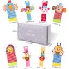 Bloobloomax Soft Baby Rattle Wrist Rattle Foot Finder Socks Set,Cotton and Plush Stuffed Infant Toys,Birthday Holiday Birth Present Gift for Newborn Boy Girl Kids Toddler (8pcs-B Set)
