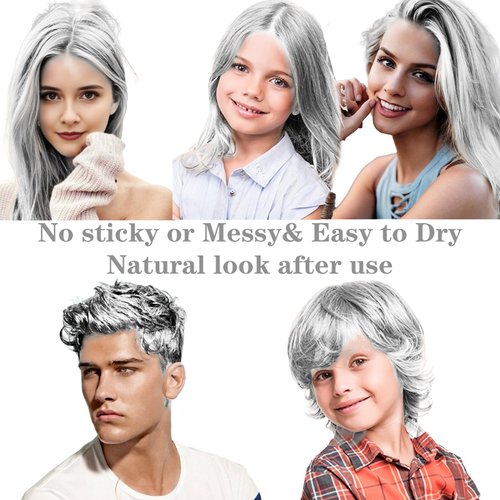 COLAYERIST White Hair Color Wax, Temporary Washable Hair Color Dye for Kids, Temporary Dye Wax Natural Hairstyle Cream Hair Pomades for Women & Men Party Cosplay Halloween