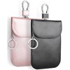 Teskyer Faraday Key Fob Protectors, Super Signal Shielding Anti-Theft Faraday Bags, Car RFID Signal Blocking Pouch, 2 Pack Small Size 3.3" x 4.7", Black & Rose Gold