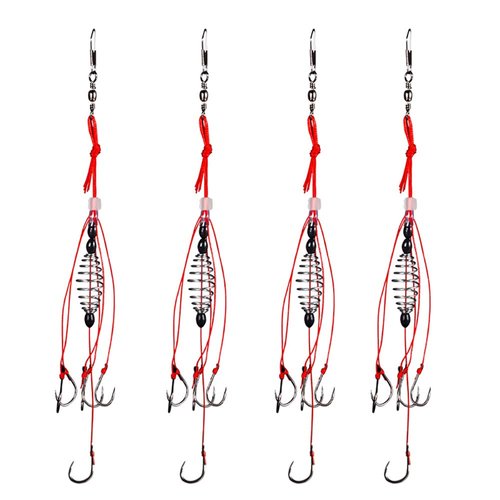 Dyxssm Trap Fishing Hooks Carp Fishing Baits Hook Lure with Fishing Spring Carp Feeder (Pack of 4) (6#)