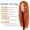 FEEL ME 28inch Synthetic Deep Wave Wig Long Ginger Curly Wigs for Black Women Orange Deep Curly Synthetic Lace Front Wig Middle Part Fake Scalp Natural Crimps Curls Daily Party Wig