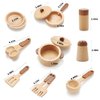 WHOHOLL Wooden Toys Play Kitchen Accessories, Montessori Toys for 1 2 3 4 5 + Years Old Toddlers, Toy Kitchen Play Dishes & Play Food Playset, Birthday Sets for Kids Girls Boys