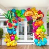 Mexican fiesta Balloon Garland Arch Kit 121pcs with Pink, Red, Yellow, Orange, Green Balloons and day of the dead Banner for Birthday and Baby Shower Cinco de Mayo Themed Party Supplies Decorations