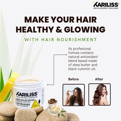 Kariliss Fortifying Hair Mask - After-Shampoo Natural, Antoixidant Blend + Keragro, Shea Butter, Black Cumin Oil, Repair Treatment, Restoring Hair.