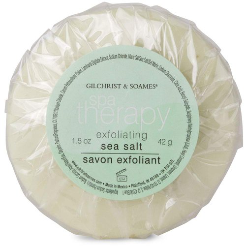 Gilchrist & Soames Spa Therapy Soap 1.5oz/42g Round Exfoliating Sea Salt - Pleat Wrap Soaps set of 6