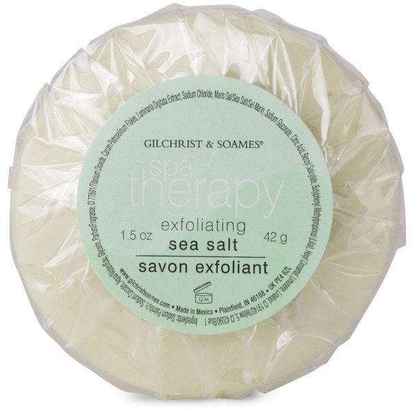 Gilchrist & Soames Spa Therapy Soap 1.5oz/42g Round Exfoliating Sea Salt - Pleat Wrap Soaps set of 6