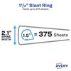 Avery Durable Clear View 3 Ring Binders, 1.5 Inch Slant Rings, 2-Pack of Black Binders (19300)