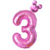 40 inch Hot Pink Number 3 Balloon & Mini Mouse Head Balloon, 3rd Birthday Party Decoration Balloons, Cartoon Mouse Birthday Party Supplies, Princess Birthday Party Decorations Supplies