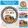 Monster Truck Party Tableware Set Monster Truck Plates and Napkins Monster Truck Party Supplies Decorations for Kids Boys Monster Truck Theme Birthday party Supplies Serves 24