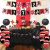Fangleland Ninja Birthday Party Decoration Red and Black Warrior Themed Party Supplies for Boys with Ninja Happy Birthday Banner Cake Topper Sticker and Paper Lanterns