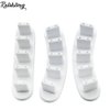 Rolabling 3pcs False Nail Art Tips Practice Display Stand Tool with 10 pcs False Nail Tips for Gel Nail Polish DIY Nail Training Tools (White)