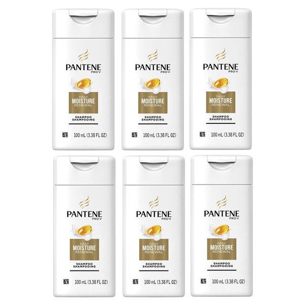 Pantene Pro-V Daily Moisture Renewal Hydrating Shampoo, 3.38 Fl Oz Travel Size (Pack of 6)