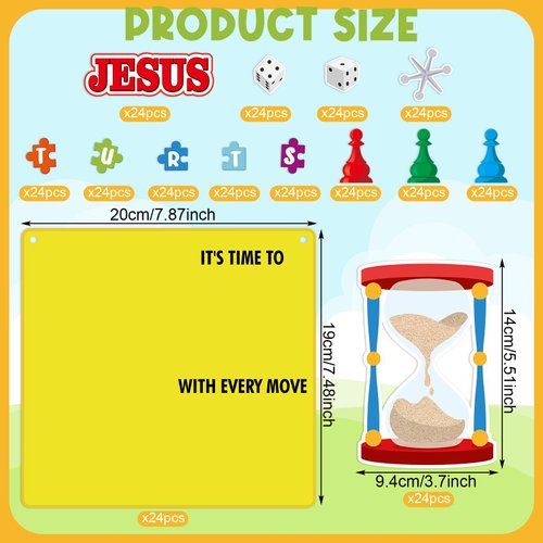 WinnerWhy 24 Sets Board Game VBS Crafts for Kids Religious Jesus Sign Craft Kit with Printed Acetate Board Game Cards Lanyard for VBS Vacation Bible School Classroom Activities Supplies (Trust Jesus)