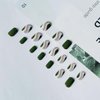 KXAMELIE Green Swirl Press on Nails Short Square with Glitter Sequins,Short Coffin Fake Nails with Design,Cute Nails Press ons Thick Salon False Nails Set for Women Girls Daily Wear