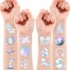 105 PCS Holographic Star Birthday Party Decorations Favors Supplies Temporary Tattoos Decor Pink Bubble Mermaild Disco Club Stickers For Boys Girls Gift School Prizes Rewards