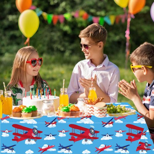 115 Pcs Airplane 2nd Birthday Party Decor Two Fly Paper Plates Napkins Forks Cups Tablecloth Banner Dinnerware for Aviation Theme Boys Boys 2nd Birthday Party Supplies Decorations