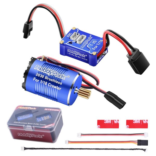 HobbyPark High Torque Brushless Motor and ESC Combo for TRX4M 1/18 RC Crawler Car Micro 2030 Sensored 3500KV Upgrades w/11T Pinion