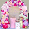 Dog Balloon Arch Garland, Pink Purple Dog Print Balloons with Bone Foil Balloons for Dog Birthday Decorations Girls Birthday Pet Dog Party Supplies
