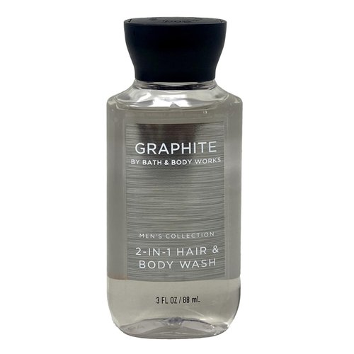 Bath & Body Works Men's Collection Graphite 2-in-1 Hair, Face & Body Wash 3 Piece Travel Size with a Himalayan Salts Springs Sample Soap.