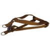 Small Brown Nylon Webbing Dog Harness: 5/8" wide, Adjusts 15-21" - Made in USA.