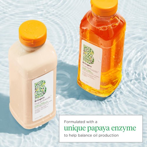 Briogeo Superfoods Mango + Cherry Balancing Shampoo Conditioner Set, Replenish Dull, Dry Hair and Supports Healthy Hair and Scalp, Vegan, Phalate & Paraben-Free, 25 fl oz