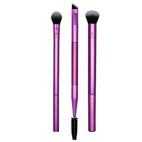 Real Techniques Eye Shade & Blend Makeup Brush Trio, For Eyeshadow & Liner, Makeup Tools for Shaping & Grooming Brows, Defined Makeup Look, Synthetic Bristles, Vegan & Cruelty-Free, 3 Count