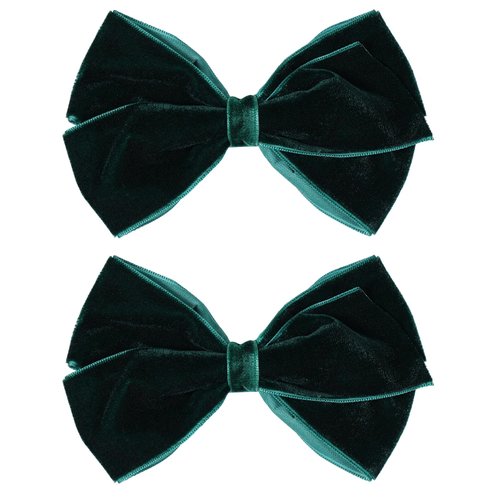 4.5" Christmas Dark Green Velvet Ribbon Hair Bow Alligator Clips Cheer Barrettes Pins Girls Christmas Party Dress Outfit Decor Accessory Teen Toddler Women Kids Xmas Gift