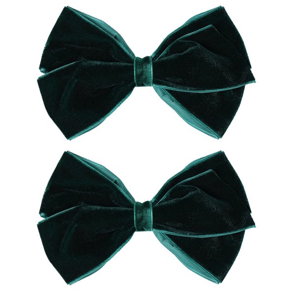4.5" Christmas Dark Green Velvet Ribbon Hair Bow Alligator Clips Cheer Barrettes Pins Girls Christmas Party Dress Outfit Decor Accessory Teen Toddler Women Kids Xmas Gift