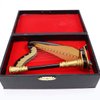 Seawoo Wooden Miniature Harp with Case Mini Musical Instrument Replica Miniature Dollhouse Model Home Decoration (5.51"x3.07"x1.69")