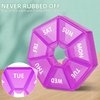 Weekly Pill Organizer, 2 Pack Portable Pill Box Medicine case 6 Colors (Seven Day) New Edition for Vitamin/Fish Oil/Pills/Supplements-Arthritis Friendly (Purple)