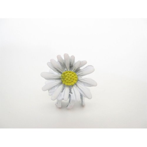 Generic Small mini white daisy flower painted metal hair claw clip (Size: 1 inch)