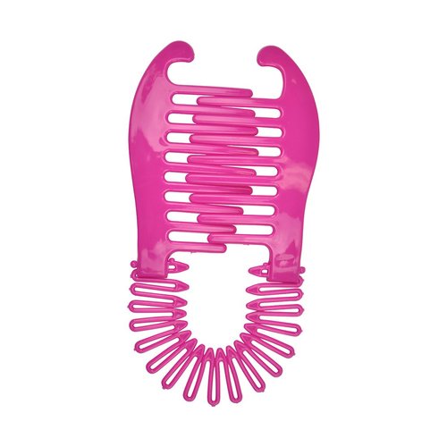 Flexible Interlocking Banana Clip Clincher Interlocking Two Sides Hair Comb - Hot Pink