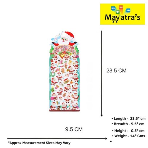 Mayatra's Kawaii Merry Christmas 3D Dropping Adhesive Sticker Cartoon Santa Claus Sticker DIY Scrapbook Decoration for Students Stationery Sticker Craft Stickers (Set of 4 Sheets)
