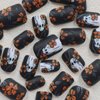 Halloween Press on Nails Short Square Black Halloween Fake Nails with Glue White Ghost and Yellow Flowers Design Halloween Nails Stick on Nails for Women 24pcs Black Halloween Short Press ons Nails