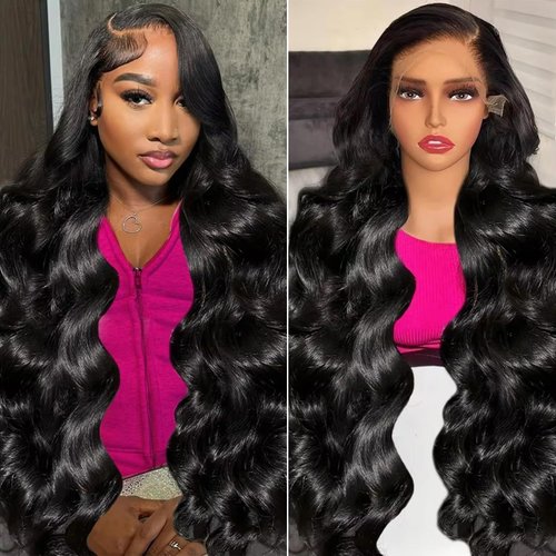 Aolisox 30 Inch 13x6 Lace Front Wigs Human Hair Body Wave Lace Front Wigs Human Hair Glueless Wigs Human Hair Wigs Pre Plucked 200% Density 13x6 Body HD Lace Frontal Wigs for Women Natural Black