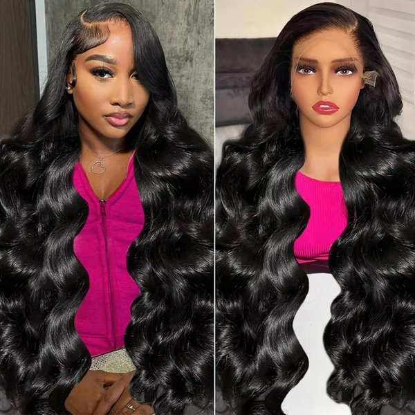 Aolisox 30 Inch 13x6 Lace Front Wigs Human Hair Body Wave Lace Front Wigs Human Hair Glueless Wigs Human Hair Wigs Pre Plucked 200% Density 13x6 Body HD Lace Frontal Wigs for Women Natural Black