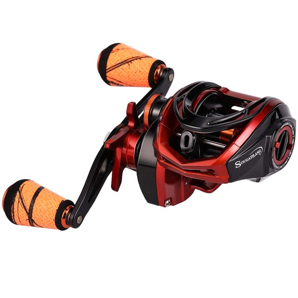 Sougayilang Baitcasting Reel 18LB Carbon Fiber Drag Baitcasters Unequaled Affordable High-tech Innovation Baitcast Fishing Reels - Orange -Right Handed