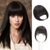 EBENK Clip in Bangs-100% human hair Brown Black French Bangs in hair pieces, Fake Bangs Hair Clip, Easy Hair Extensions for women, Clip on Bangs Curved Bangs for Daily Wear