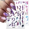 6 Colors Marble Nail Stickers for Women 3D Bronzing Silver Marble Nail Art Stickers Blooming Nail Decals Watercolor Smudge Nail Sticker Self Adhesive Stickers for Nails Foil Nail Designs Nail Supplies