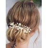 Heread Flower Bride Wedding Hair Pins Crystal Bridal Hair Piece Leaf and Pearl Hair Accessories for Women and Girls (Pack of 3)
