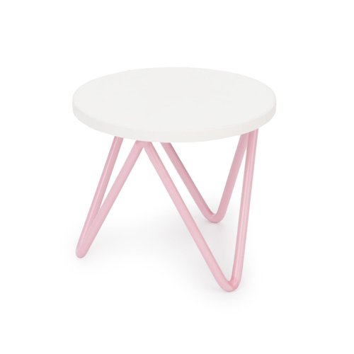 Cutemini 1 12 Scale Dollhouse Table Miniature Decor Dollhouse Furniture Mini Round Coffee Table Dollhouse Accessories for Living Room Bedroom Balcony Fairy Garden Project Decoration (Pink Stand)