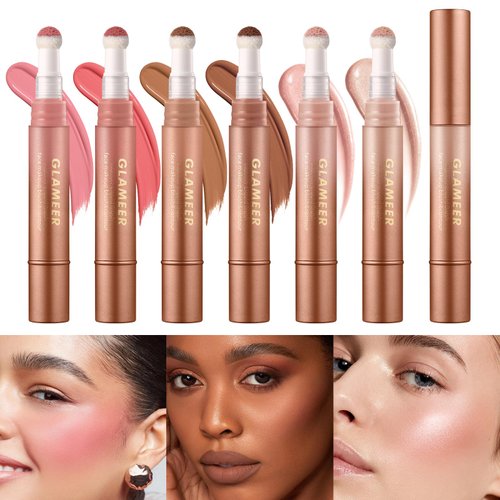 Blush Stick,Liquid Blush Stick,Silky Smooth Creamy Formula,Lightweight Blendable Blush Rouge Stick,Naturally Sculpted Look Professional Beauty Makeup Blush (01/02/03/04/05/06)