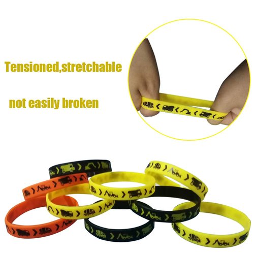24PCS Construction Zone Party Favors Rubber Bracelets - Construction Birthday Party Supplies Car Decorations Goodie Bag Stuffers Slicone Wristbands