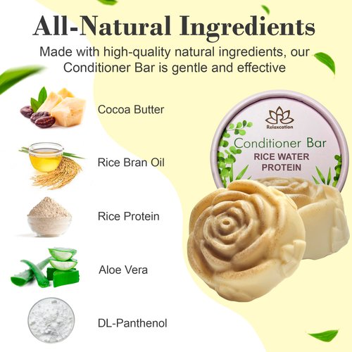 Rice Water Protein Conditioner Bar for Hair Growth & Strengthening | ALOE VERA, RICE PROTEIN, RICE BRAN OIL, COCOA BUTTER | Handmade in USA Sulfate-Free, Phthalate-Free, Paraben-Free