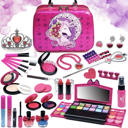 Kids Makeup Kit for Girls - Kids Makeup Kit Toys for Girls Makeup Toy for Little Girls, Safe and Non Toxic Make Up Set for Toddler Princess Beauty, Christmas Birthday Gifts 3-12Year Old Girl