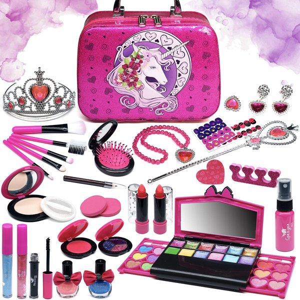 Kids Makeup Kit for Girls - Kids Makeup Kit Toys for Girls Makeup Toy for Little Girls, Safe and Non Toxic Make Up Set for Toddler Princess Beauty, Christmas Birthday Gifts 3-12Year Old Girl