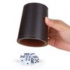 RERIVER Felt-Lined PU Leather Dice Cup Set, 6 Quiet Dice Shaker Cups with 36 Dices for Bar Party Yahtzee Farkle Dice Games, Coffee