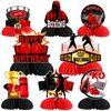 JOYMEMO 8 Pieces Boxing Birthday Honeycomb Centerpieces - Boxing Match Birthday Party Decorations Red Black Gold, Boxer Gloves Boxing Platform Table Decor for Wrestle Fitness Fight Sports Party
